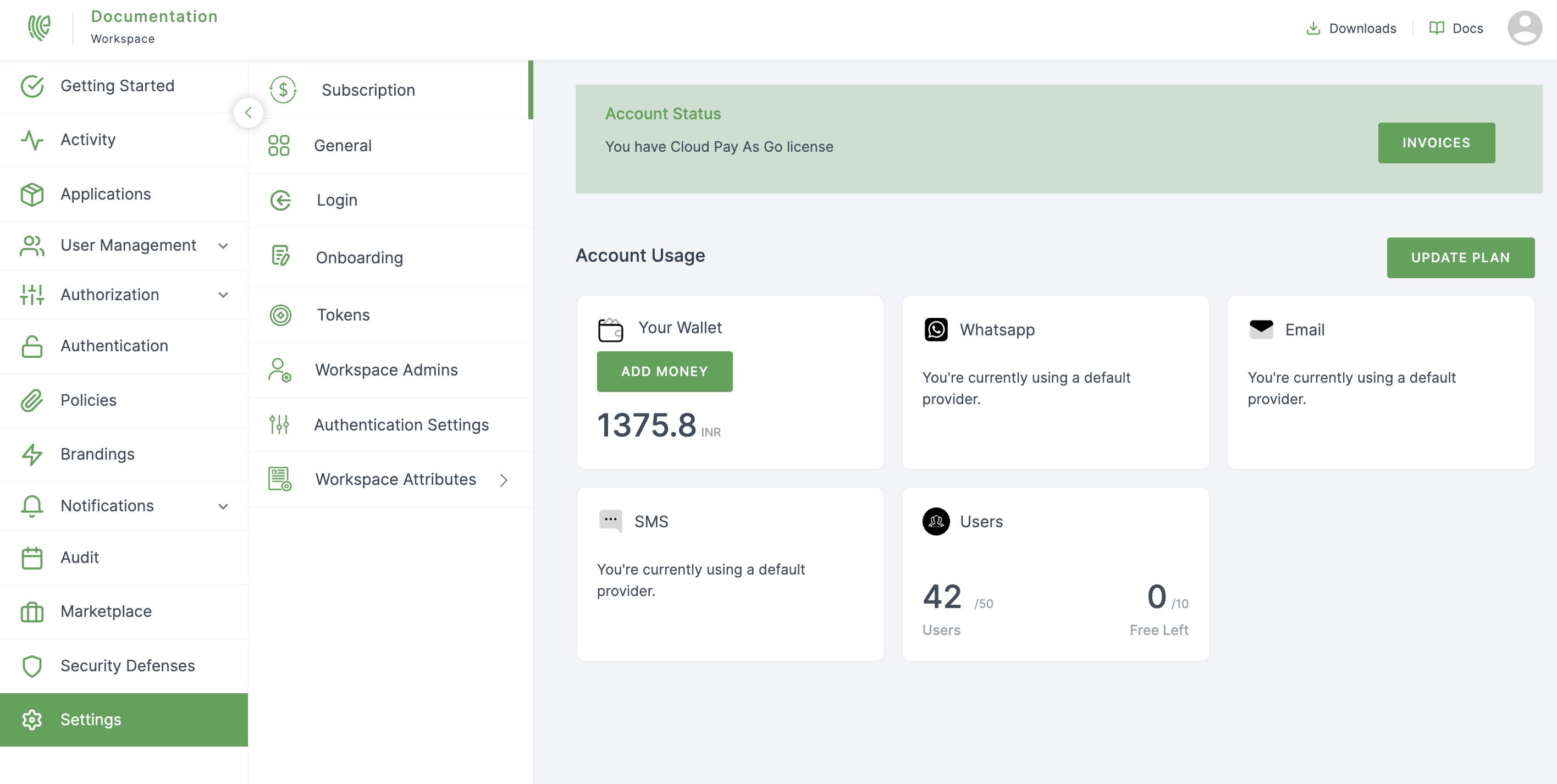 Workspace Settings